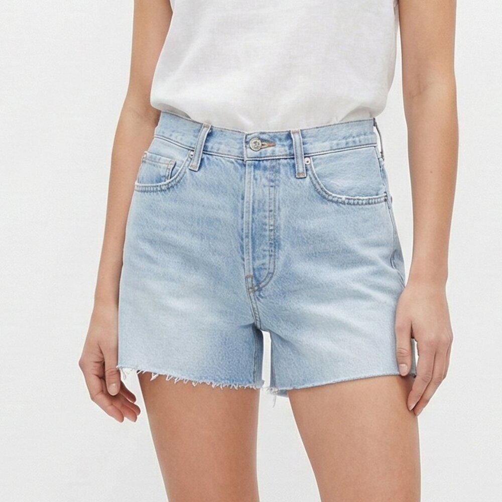 ✨ FRAME Denim Le Original Cutoff High Rise Jean Shorts Blue Light Wash Gregory
